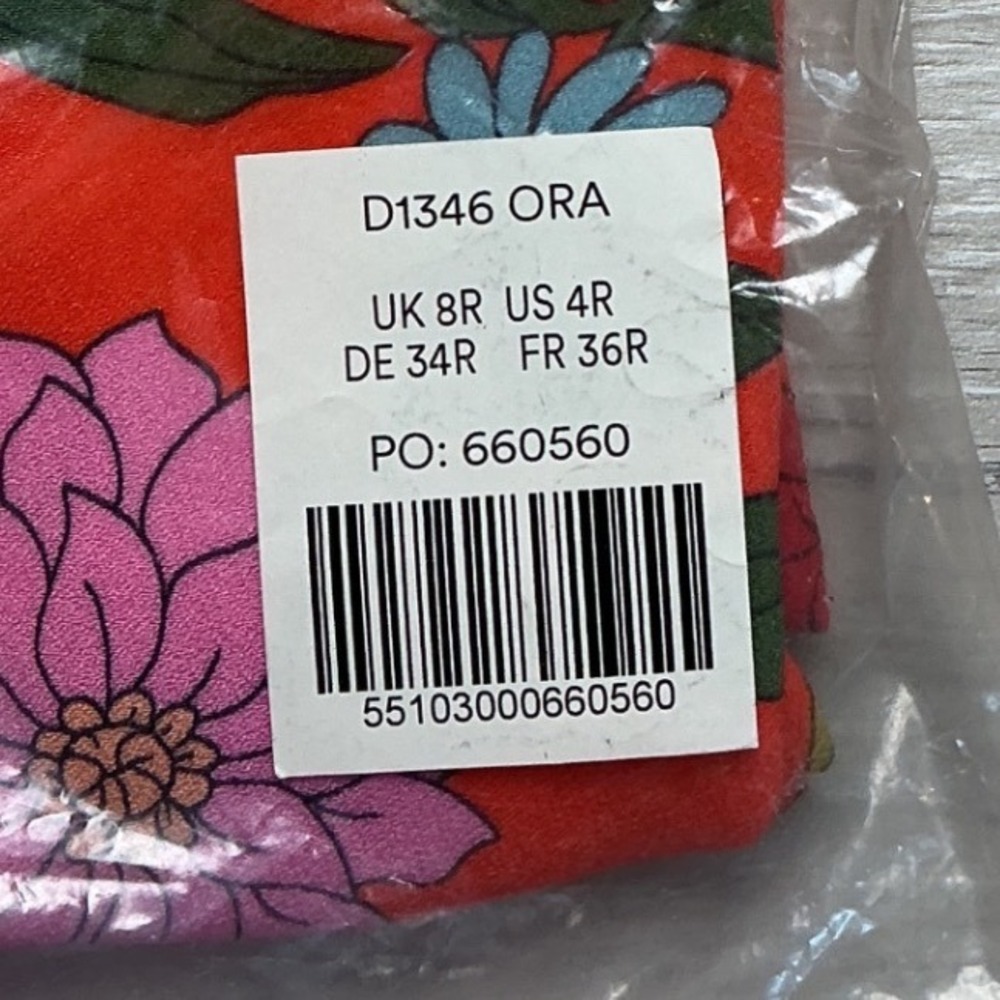 Boden ORA Floral Midi Dress Orange Pink US 4R New With Tags - Picture 6 of 9
